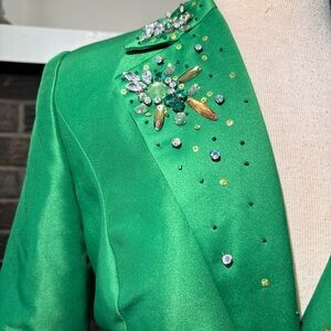 Elegant Green Blazer with Jewel Embellishments